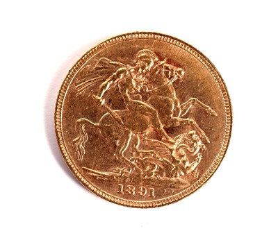 Lot 365 - A Victorian gold sovereign, dated 1891