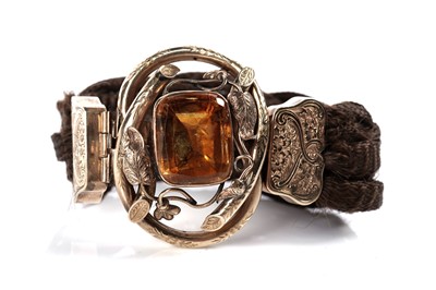 Lot 1142 - A Victorian hairwork cuff bracelet