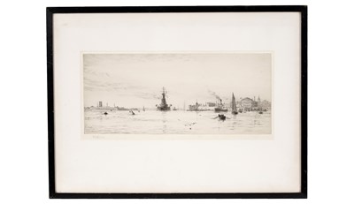 Lot 12 - William Lionel Wyllie - HMS Revenge, Portsmouth | etching