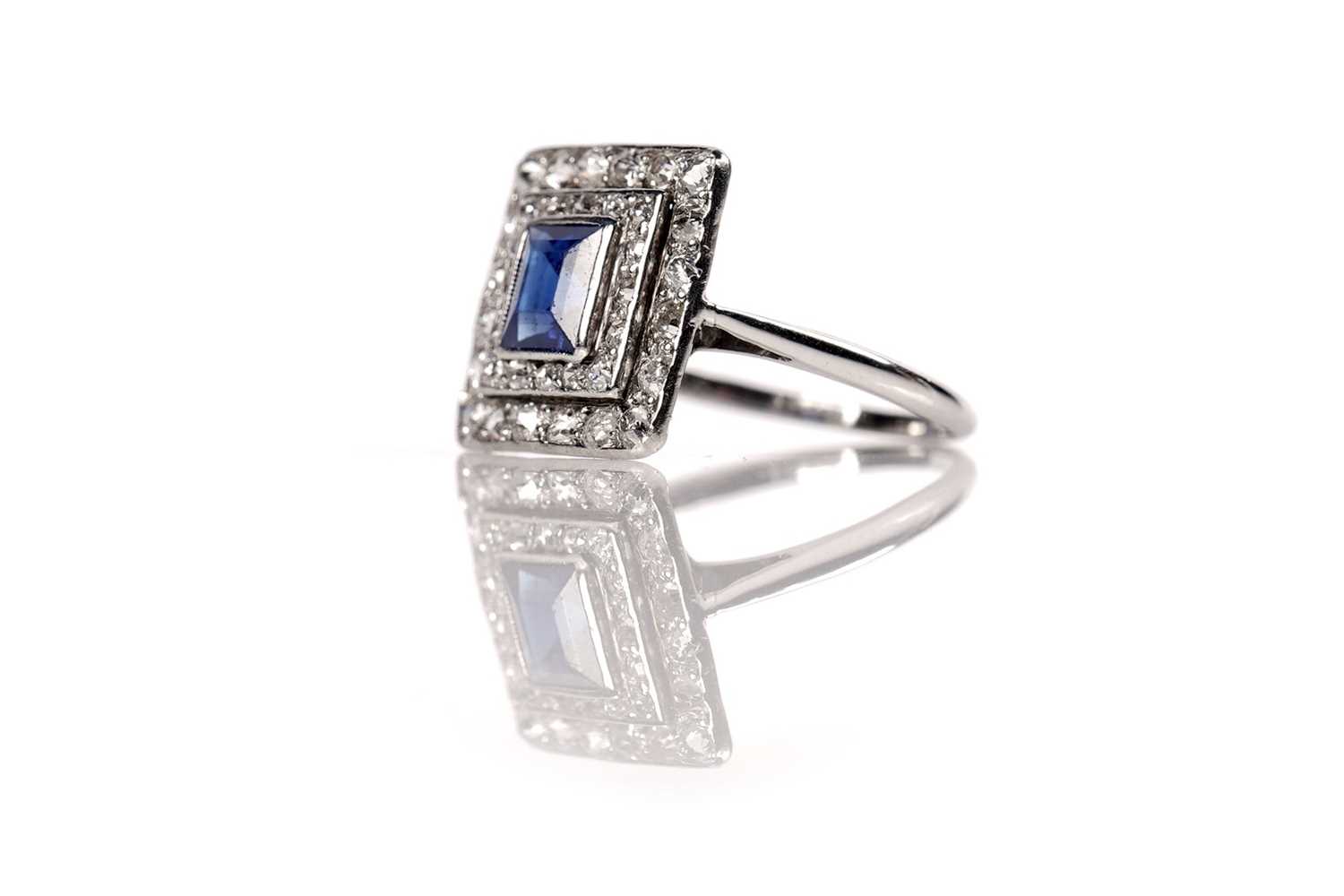 Lot 1146 - A 1930s Art Deco sapphire and diamond ring