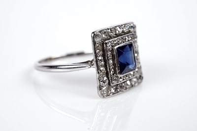 Lot 1146 - A 1930s Art Deco sapphire and diamond ring