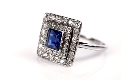 Lot 1146 - A 1930s Art Deco sapphire and diamond ring