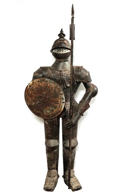 Lot 232 - A contemporary cast iron model of a medieval knight