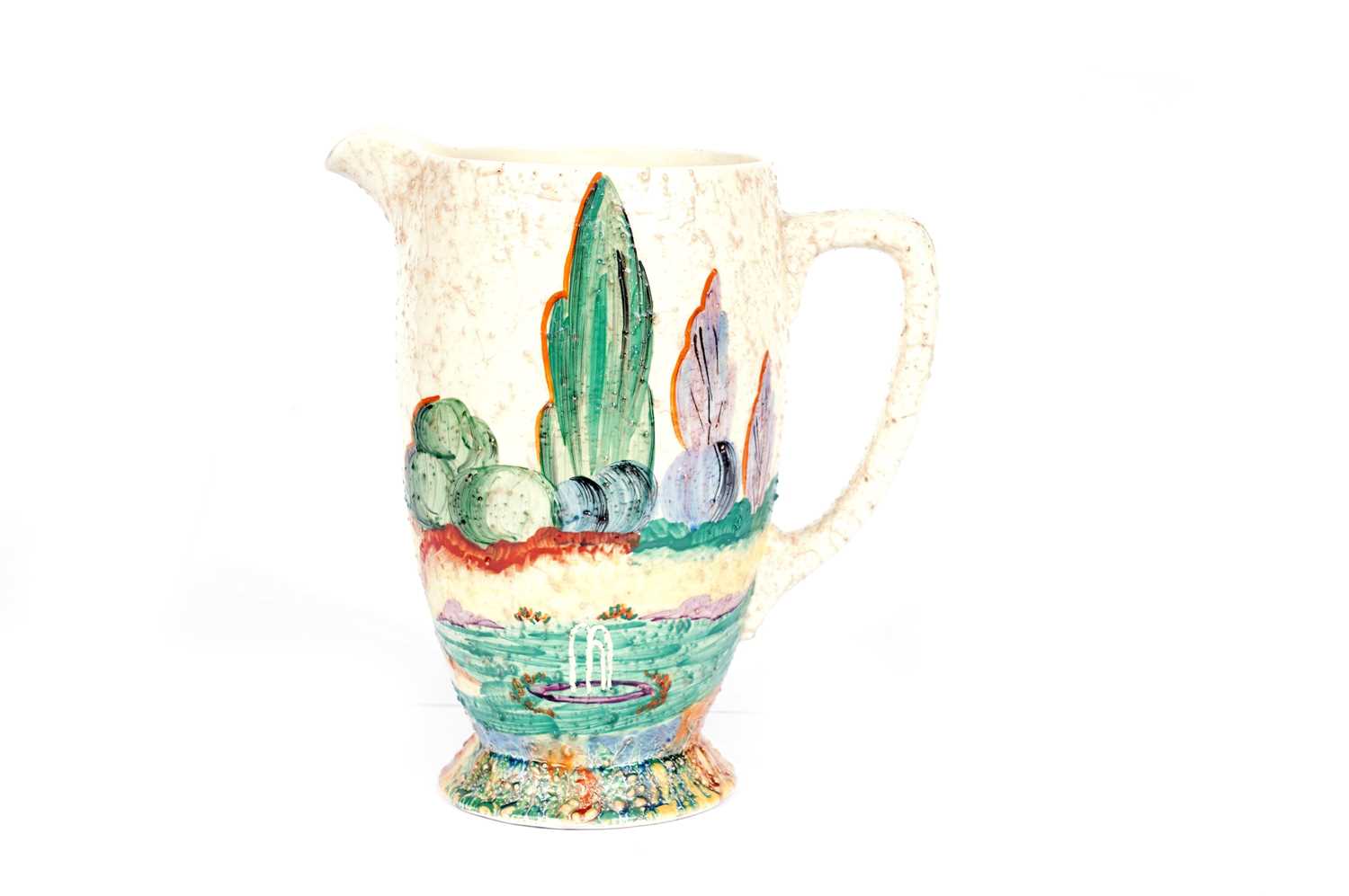Lot 906 - Clarice Cliff Patina Garden pattern jug