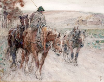 Lot 27 - Nathaniel Hughes J. Baird ROI - The Day's Work Done | watercolour