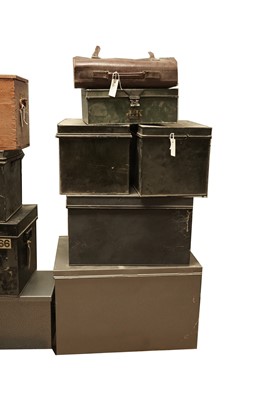 Lot 172 - A selection of vintage and modern deed boxes, a satchel, and another box