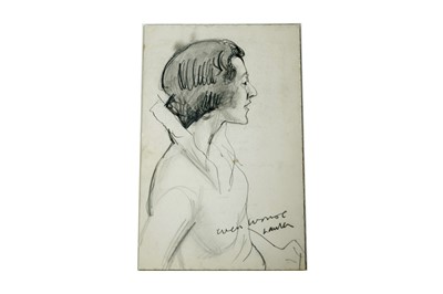 Lot 16 - Dame Laura Knight - 1930s Portraits of Pauline Konody, sketched to the back of dinner cards | pencil