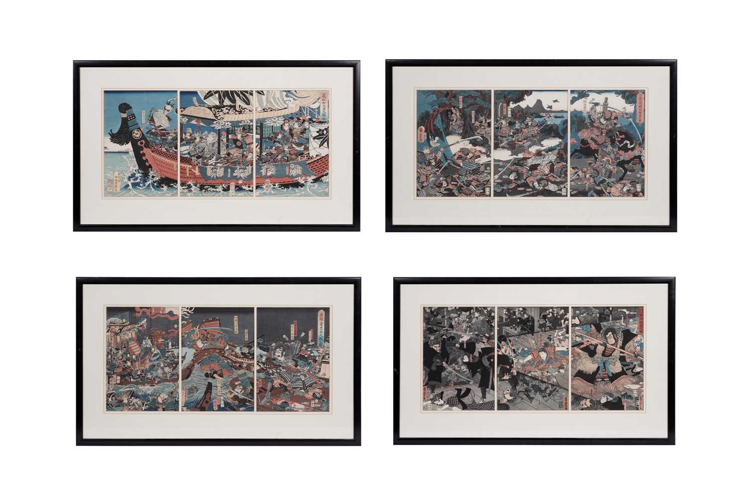 Lot 427 - A good set of four Japanese woodblock tryptich prints