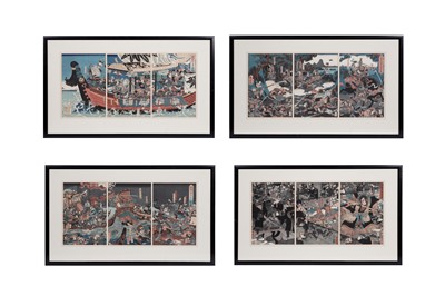 Lot 427 - A good set of four Japanese woodblock tryptich prints