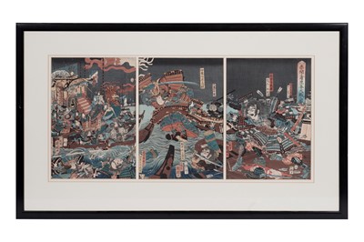 Lot 427 - A good set of four Japanese woodblock tryptich prints