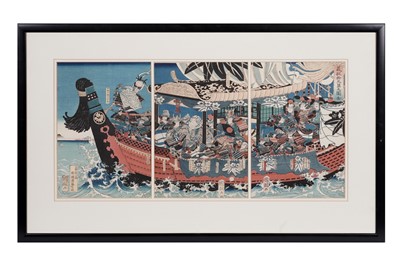 Lot 427 - A good set of four Japanese woodblock tryptich prints