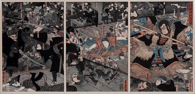 Lot 427 - A good set of four Japanese woodblock tryptich prints