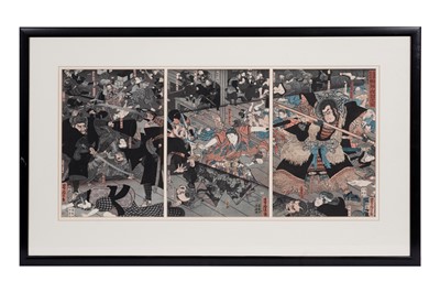 Lot 427 - A good set of four Japanese woodblock tryptich prints