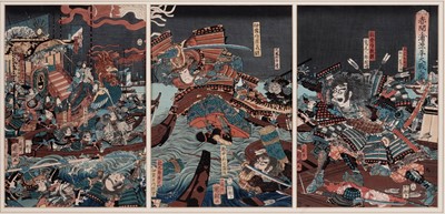 Lot 427 - A good set of four Japanese woodblock tryptich prints