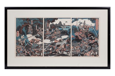 Lot 427 - A good set of four Japanese woodblock tryptich prints