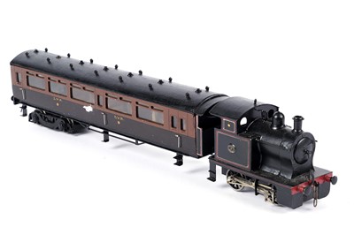 Lot 268 - A metal and wood kit-built 0-gauge steam rail motor