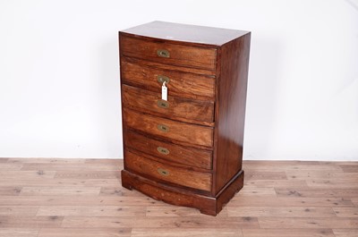 Lot 65 - A Georgian style mahogany and brass inlaid bow front chest of drawers