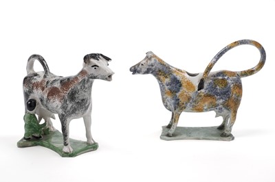 Lot 481 - Two pearlware cow creamers