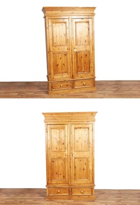 Lot 59 - A pair of vintage pine wardrobes