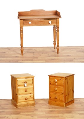 Lot 67 - A Victorian pine side table; and vintage bedside drawers