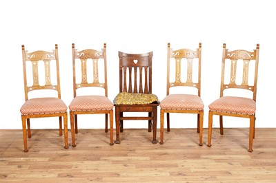 Lot 71 - Five oak Arts and Crafts chairs