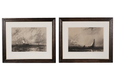 Lot 1640 - Frank Wasley - A pair of marine views | charcoal on paper