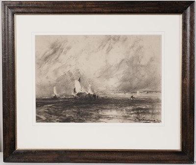 Lot 1640 - Frank Wasley - A pair of marine views | charcoal on paper