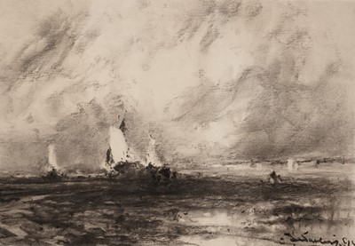 Lot 1640 - Frank Wasley - A pair of marine views | charcoal on paper