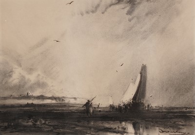 Lot 1640 - Frank Wasley - A pair of marine views | charcoal on paper