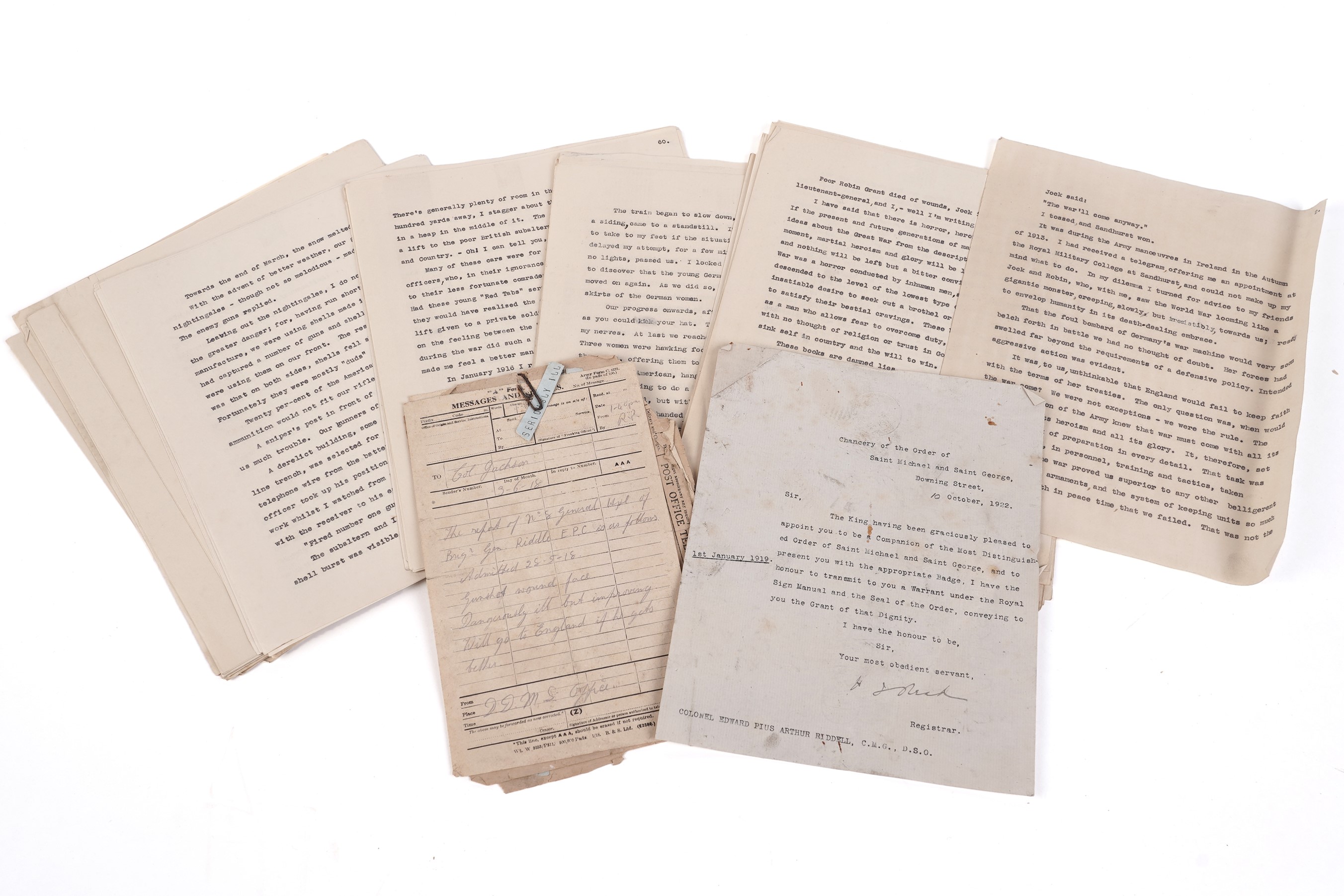 Lot 264 - The War Diary of Brig. Gen. Edward Riddell D.