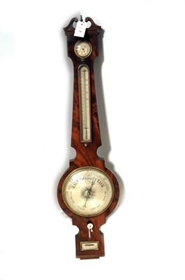 Lot 78 - A mid-19th Century walnut wheel barometer