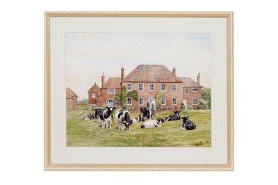 Lot 56 - Dorothy Margaret and Elizabeth Mary Alderson - Sockburn Farm with Cows | watercolour