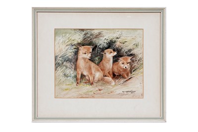 Lot 57 - Dorothy Margaret and Elizabeth Mary Alderson - Little Fox Cubs | watercolour