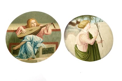 Lot 1047 - After Vittore Carpaccio - An Angel Playing a Lute, and The Angel of the Annunciation | watercolour