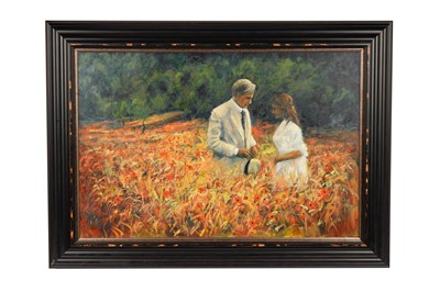 Lot 1282 - Alexander Millar - Poppy field kiss scene from the film "A Room with a View" | acrylic on canvas