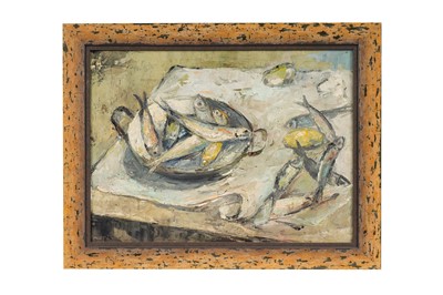 Lot 1297 - 20th Century British School - Still Life with Mackerel | oil