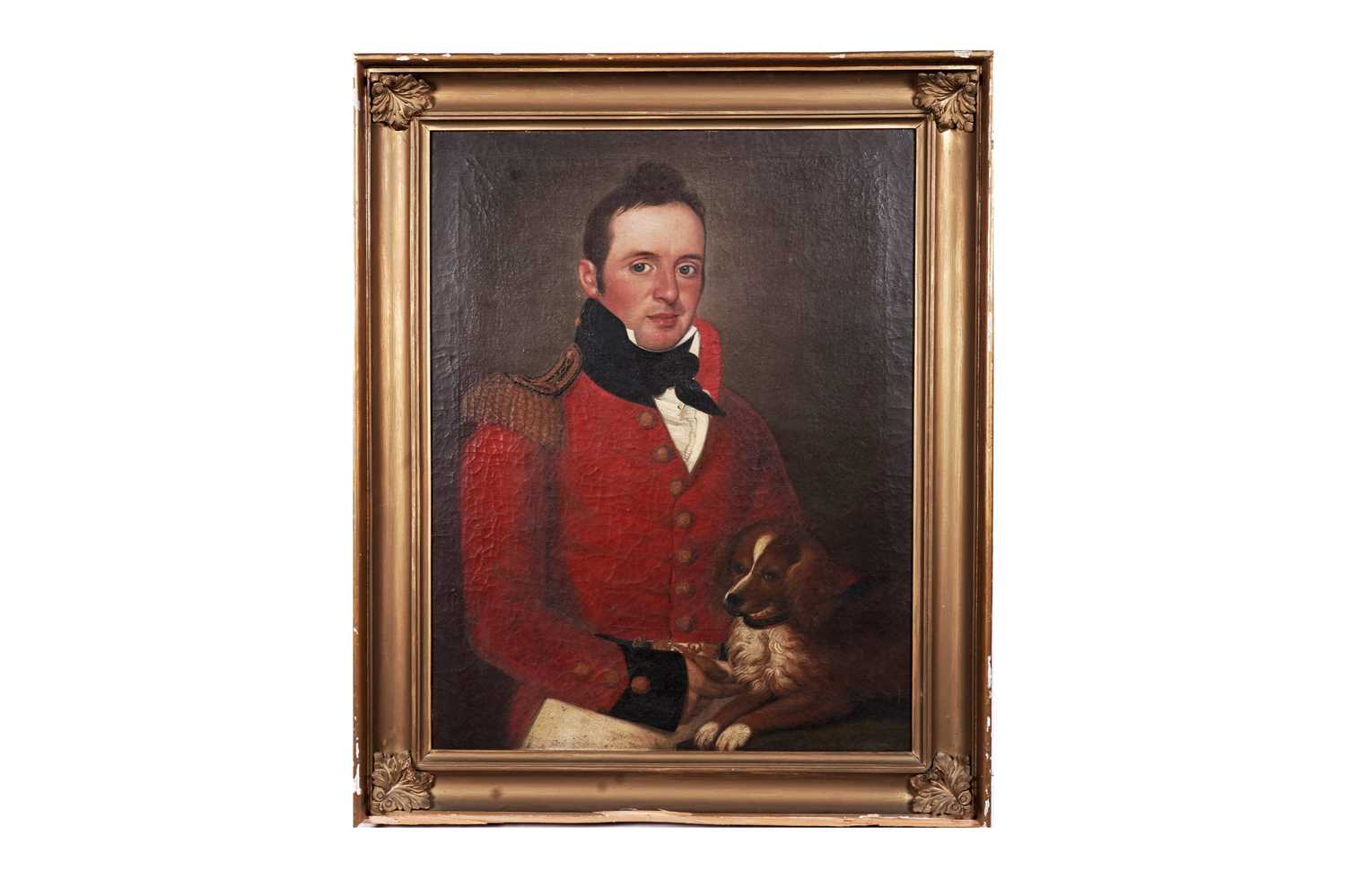 Lot 111 - 19th Century British School - Portrait of a British Army Officer and His Dog | oil