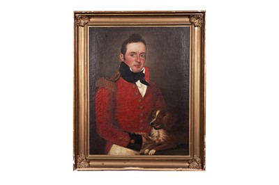 Lot 111 - 19th Century British School - Portrait of a British Army Officer and His Dog | oil