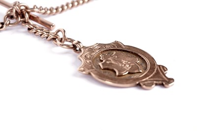 Lot 539 - A 9ct rose gold Albert watch chain