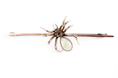 Lot 565 - An opal and diamond spider brooch
