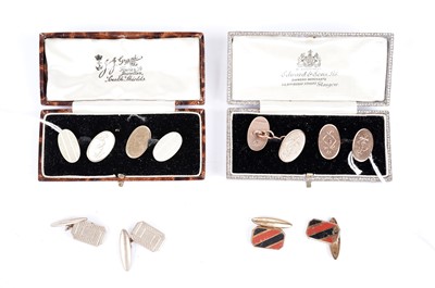 Lot 567 - Two pairs of gold cufflinks and two others