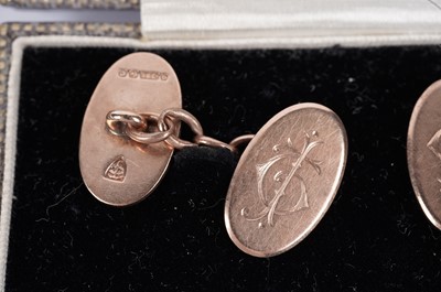 Lot 567 - Two pairs of gold cufflinks and two others