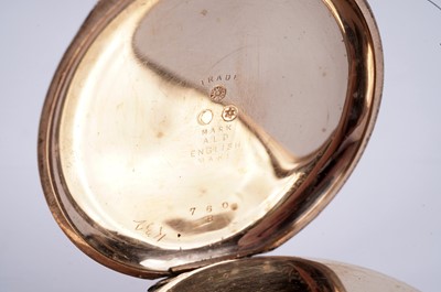 Lot 570 - A gold plated full hunter pocket watch, by the American Waltham Watch Co