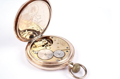 Lot 570 - A gold plated full hunter pocket watch, by the American Waltham Watch Co