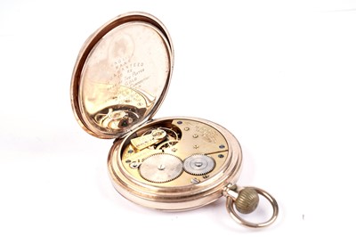 Lot 570 - A gold plated full hunter pocket watch, by the American Waltham Watch Co