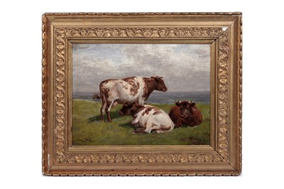 Lot 166 - Dixon Clark Snr. - Three Cattle Grazing in a Field | oil on board