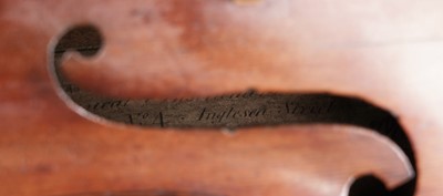 Lot 201 - A violin by Perry and Wilkinson, Dublin, numbered 2495; and original receipt