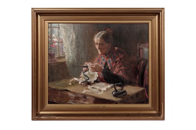 Lot 1130 - Ralph Hedley - Woman With Goffering Iron | oil