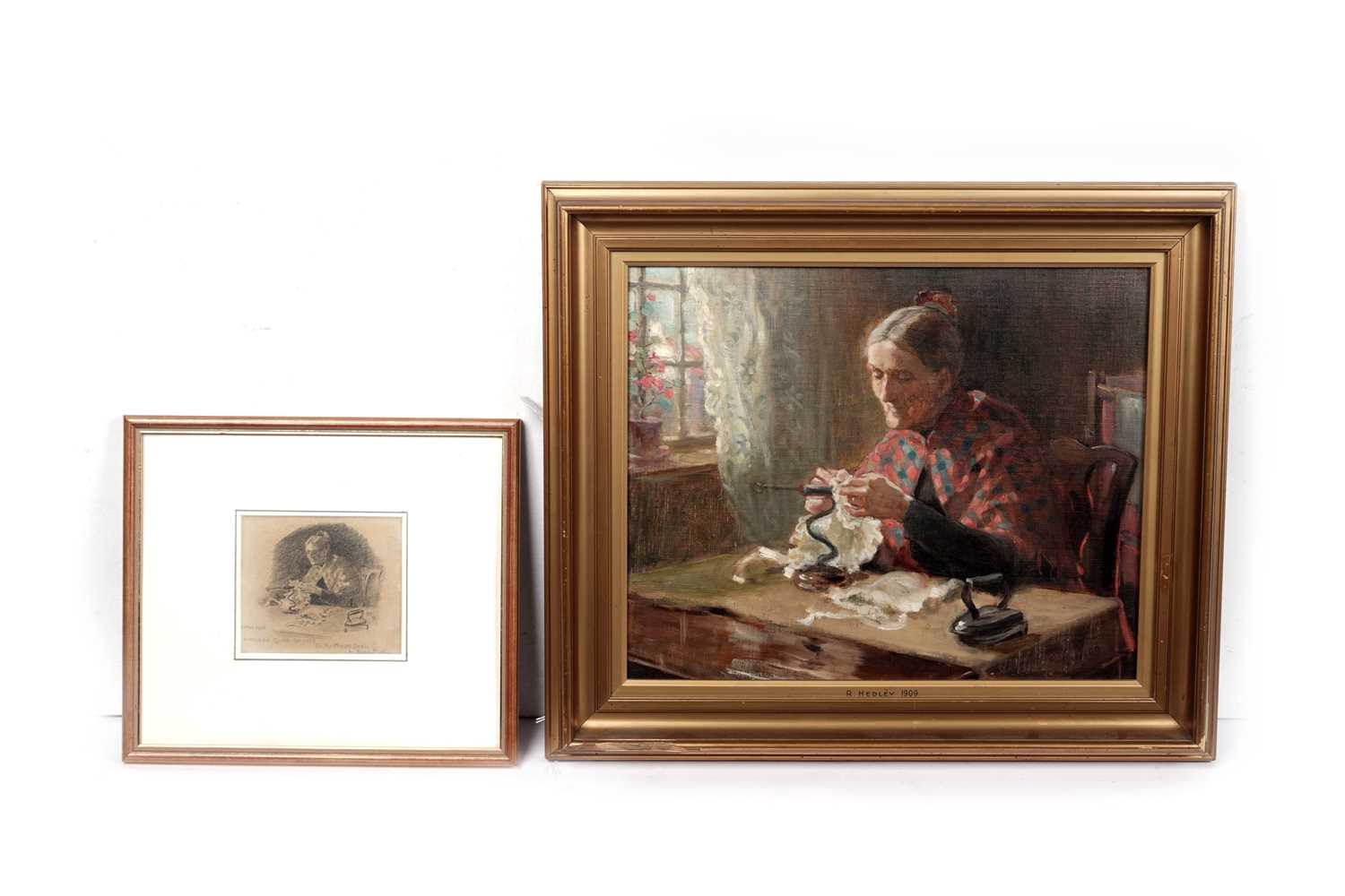 Lot 1130 - Ralph Hedley - Woman With Goffering Iron | oil