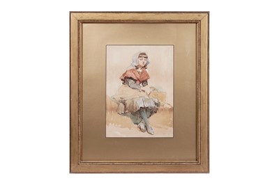 Lot 22 - Ralph Hedley - Patiently Waiting | watercolour